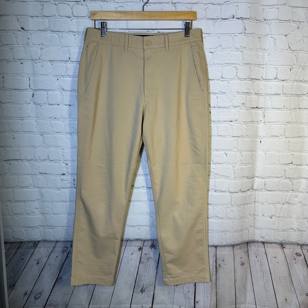 Abercrombie & Fitch Mens Stretch Chino Pants Khaki Tan 32x30 Flat Front Trousers